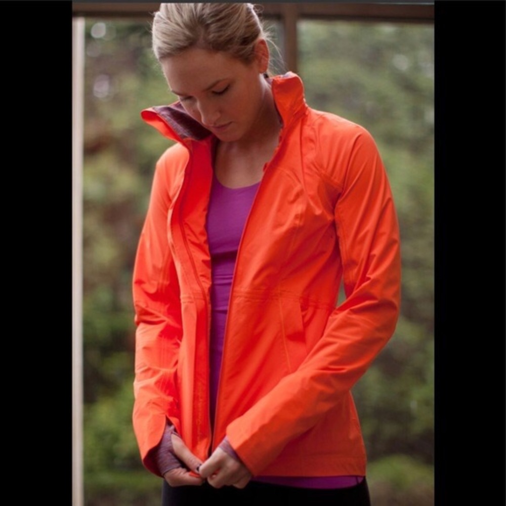 Lululemon Orange Color Run in the Rain Jacket